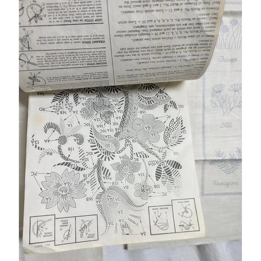 Vintage Paragon Spice Chart Embroidery Kitchen Towels Kit 0352 100% Linen